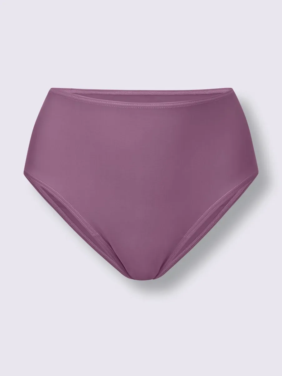Slip bikini uni avec détails en dentelle et bretelles ajustables