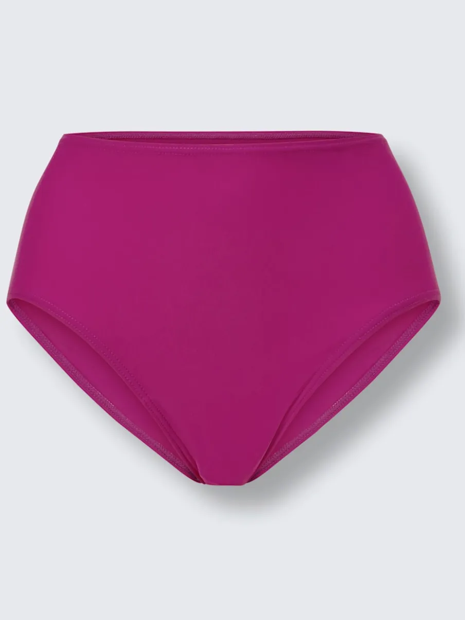 Slip bikini uni avec détails en dentelle et bretelles ajustables