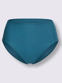 Slip bikini uni avec détails en dentelle et bretelles ajustables