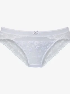 Slip féminin avec accessoire filigrane et petit nœud décoratif au centre devant
