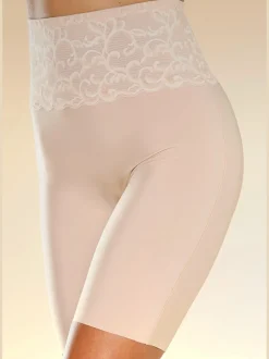 Slips modelants panty long féminin et modelant avec large ceinture en dentelle
