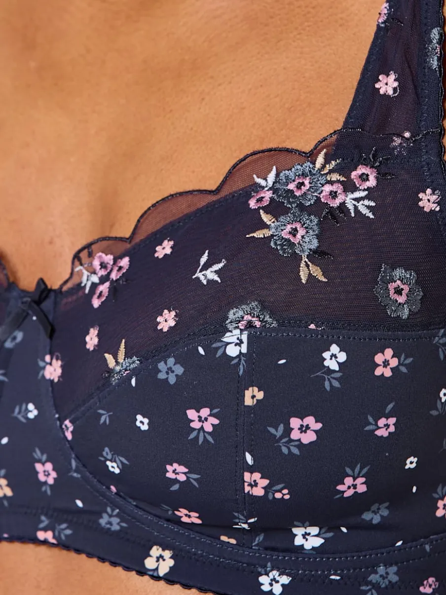 Soutien-gorge sans armatures avec dentelle et bonnet 2 parties
