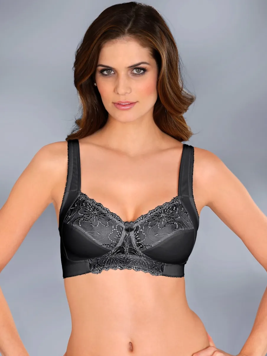 Soutien-gorge sans armatures avec tulle brodé et bretelles larges