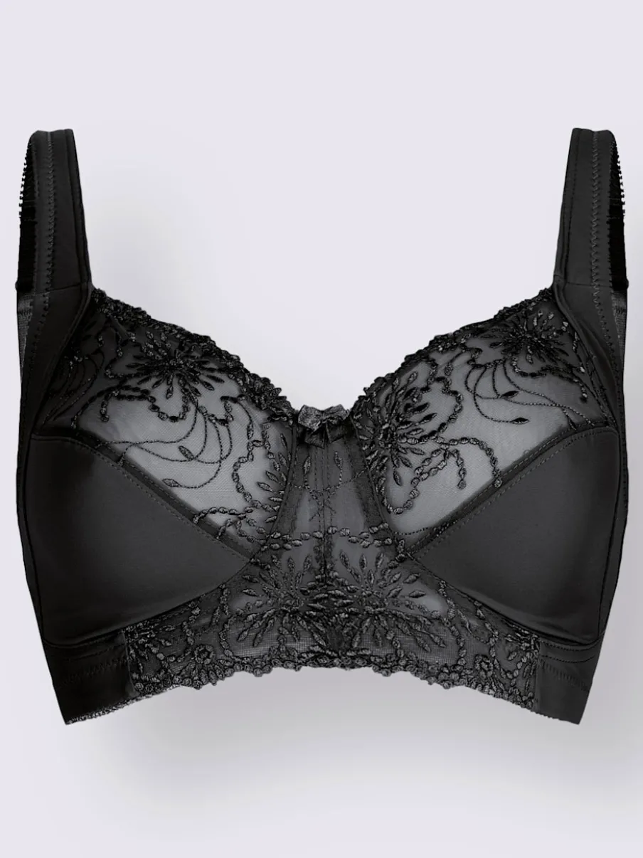 Soutien-gorge sans armatures avec tulle brodé et bretelles larges