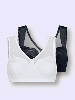 Soutien-gorge sans armatures à bonnets trois parties avec tulle et larges bretelles réglables