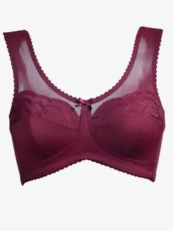Soutien-gorge sans armatures à bonnets trois parties avec tulle et larges bretelles réglables