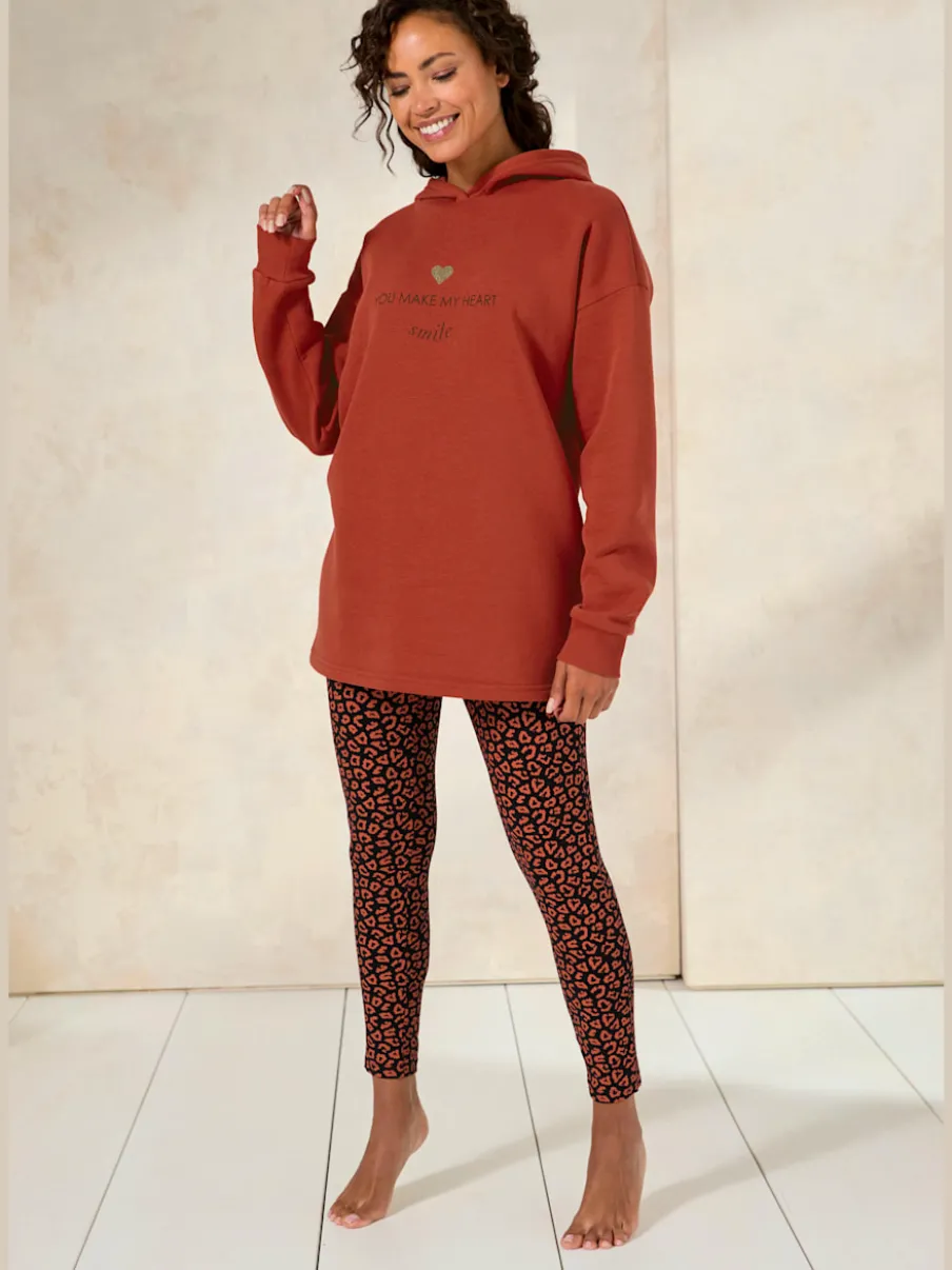 Sweat à capuche avec bords-côtes aux manches et coton doux