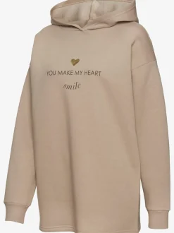 Sweat à capuche avec bords-côtes aux manches et coton doux