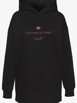 Sweat à capuche avec bords-côtes aux manches et coton doux