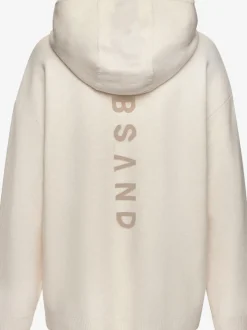 Sweat à capuche en tricot doux avec manches longues et logo tricoté