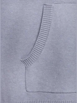 Sweat à capuche en tricot doux avec manches longues et logo tricoté