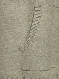 Sweat à capuche en tricot doux avec manches longues et logo tricoté