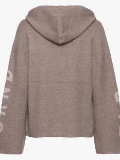 Sweat à capuche en tricot doux et élastique avec manches longues et inscriptions graphiques
