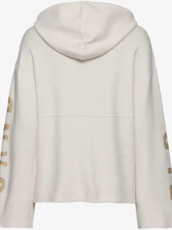 Sweat à capuche en tricot doux et élastique avec manches longues et inscriptions graphiques