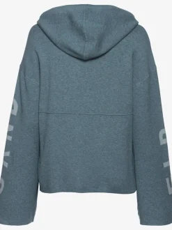 Sweat à capuche en tricot doux et élastique avec manches longues et inscriptions graphiques