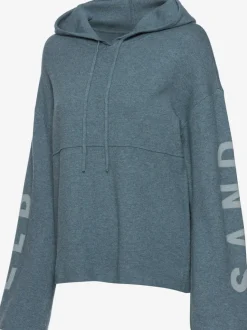 Sweat à capuche en tricot doux et élastique avec manches longues et inscriptions graphiques