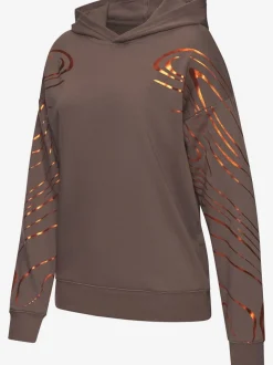 Sweat à capuche à motif abstrait avec bords-côtes doux