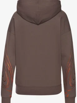 Sweat à capuche à motif abstrait avec bords-côtes doux