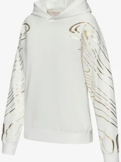 Sweat à capuche à motif abstrait avec bords-côtes doux