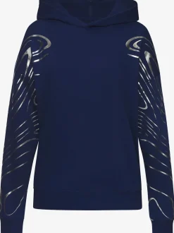Sweat à capuche à motif abstrait avec bords-côtes doux