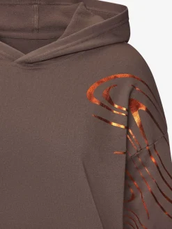 Sweat à capuche à motif abstrait avec bords-côtes doux