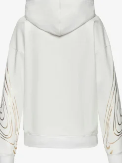 Sweat à capuche à motif abstrait avec bords-côtes doux