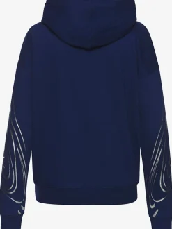 Sweat à capuche à motif abstrait avec bords-côtes doux