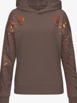 Sweat à capuche à motif abstrait avec bords-côtes doux