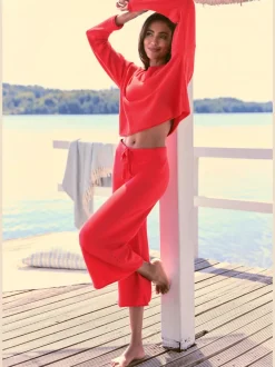 Sweater à encolure ronde avec manches longues et bord roulé