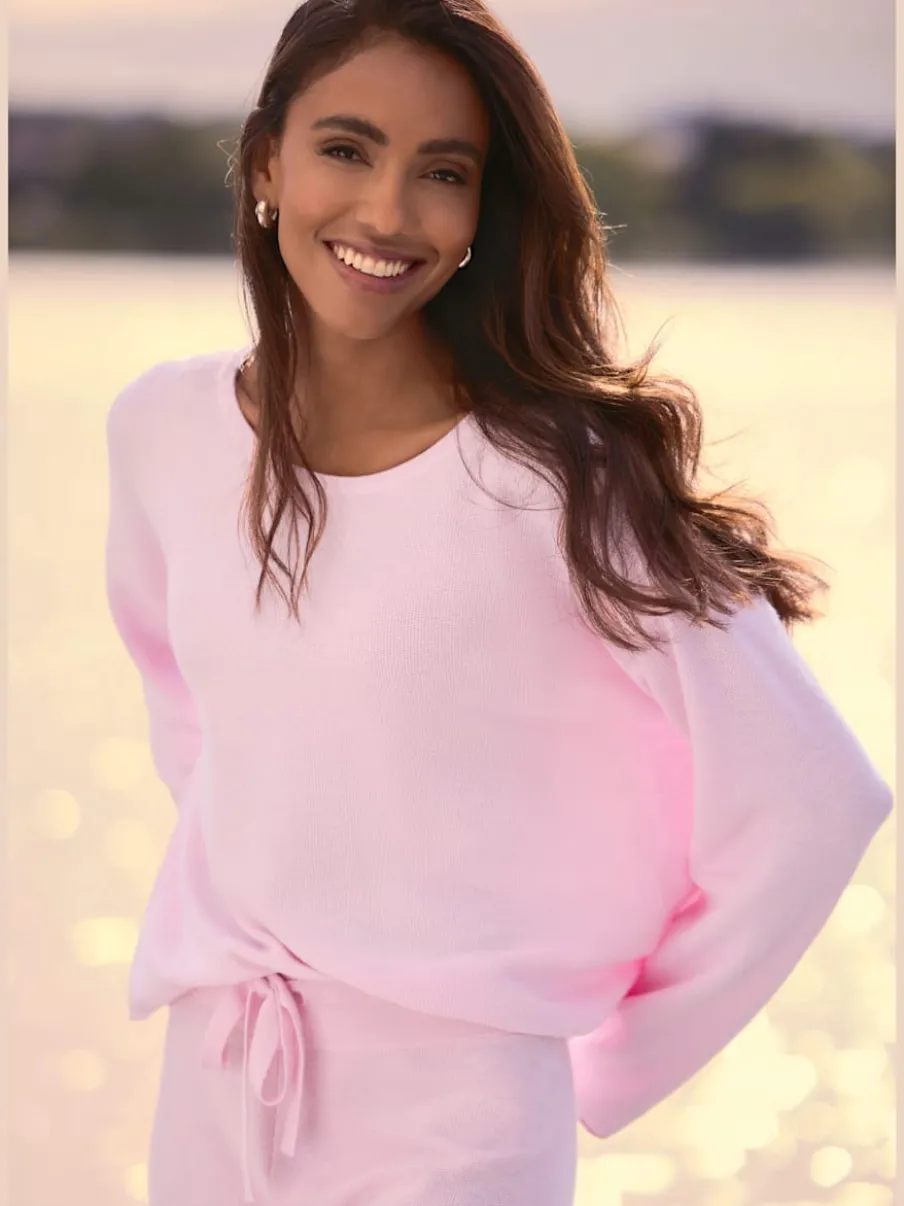 Sweater à encolure ronde avec manches longues et bord roulé