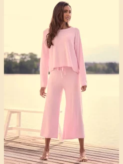 Sweater à encolure ronde avec manches longues et bord roulé