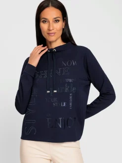 Sweatshirt avec col montant et manches longues imprimé lettres