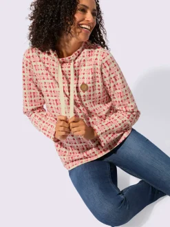 Sweatshirt avec col montant et manches longues à motif multicolore