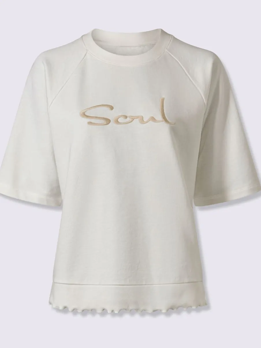 Sweatshirt avec encolure ronde et manches courtes raglan