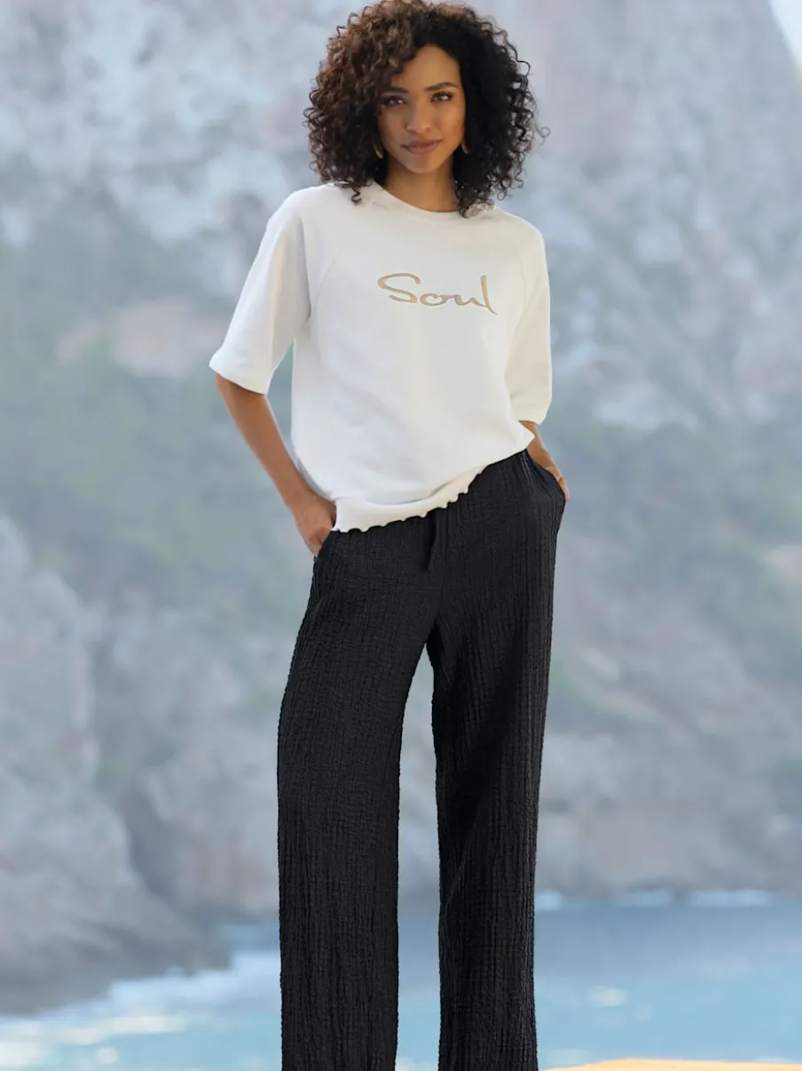 Sweatshirt avec encolure ronde et manches courtes raglan