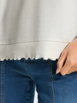 Sweatshirt avec encolure ronde et manches courtes raglan