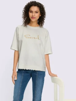 Sweatshirt avec encolure ronde et manches courtes raglan