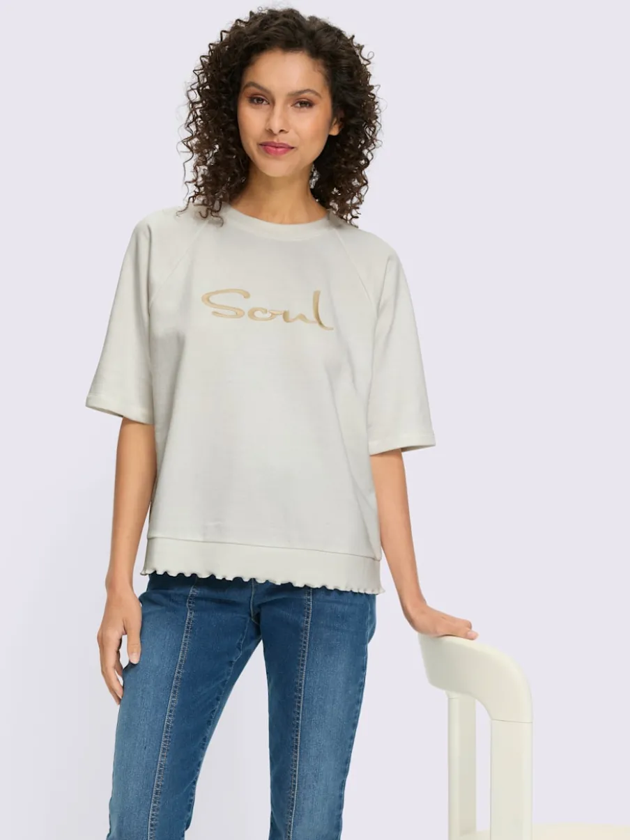 Sweatshirt avec encolure ronde et manches courtes raglan