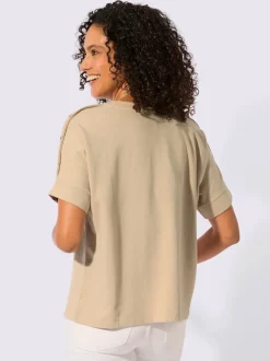 Sweatshirt avec encolure ronde et manches courtes légèrement longues