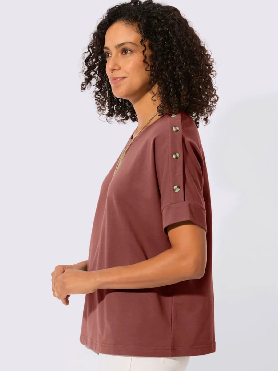 Sweatshirt avec encolure ronde et manches courtes légèrement longues