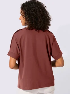 Sweatshirt avec encolure ronde et manches courtes légèrement longues