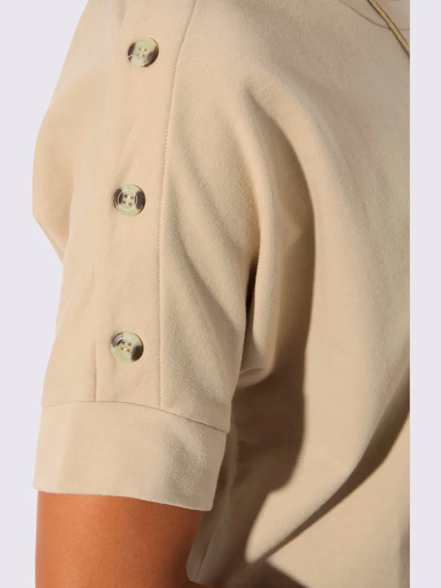 Sweatshirt avec encolure ronde et manches courtes légèrement longues