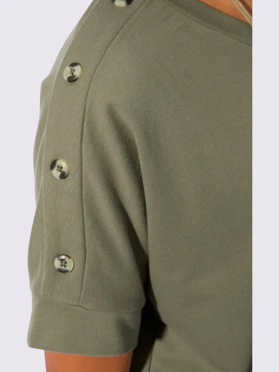 Sweatshirt avec encolure ronde et manches courtes légèrement longues