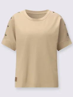 Sweatshirt avec encolure ronde et manches courtes légèrement longues