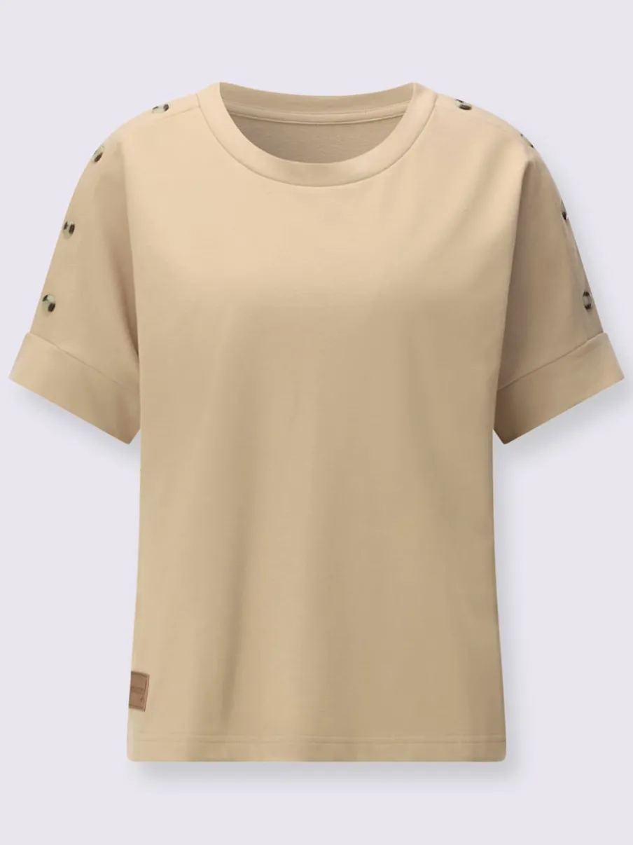 Sweatshirt avec encolure ronde et manches courtes légèrement longues