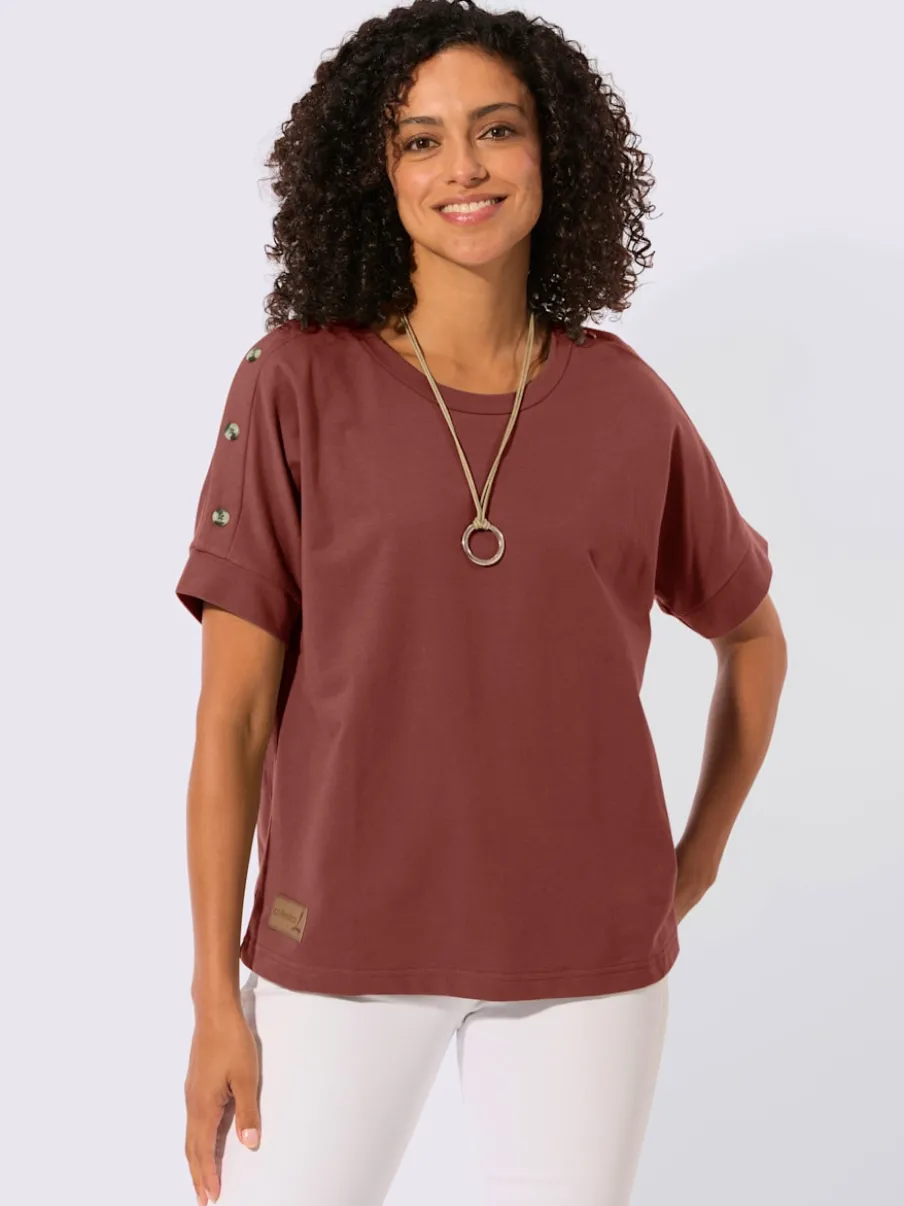 Sweatshirt avec encolure ronde et manches courtes légèrement longues