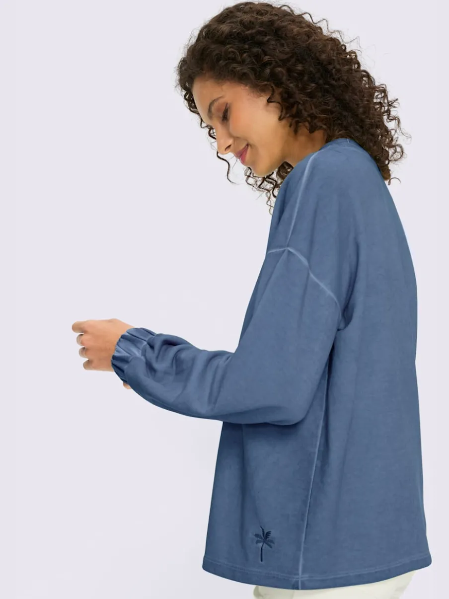 Sweatshirt avec encolure ronde et manches à bords-côtes