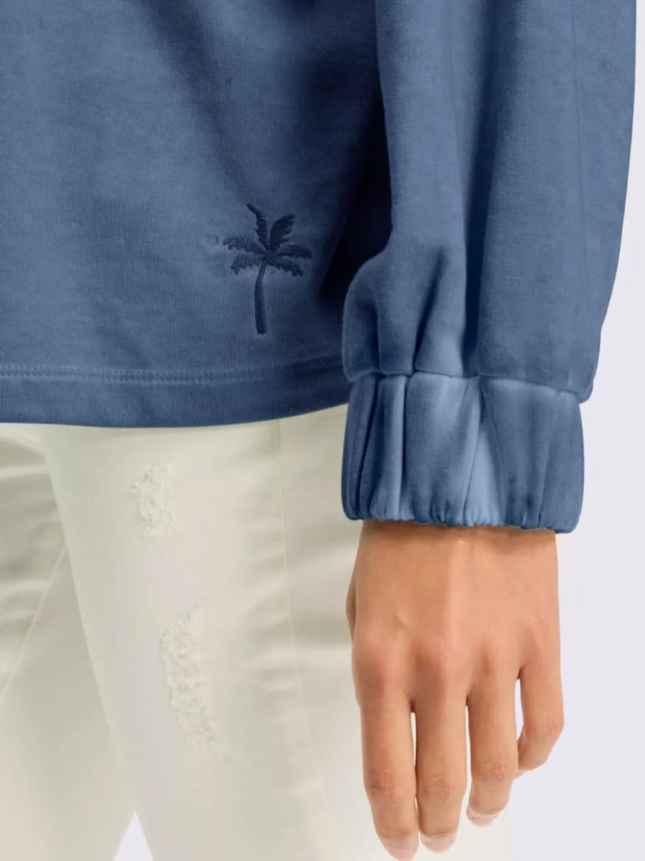 Sweatshirt avec encolure ronde et manches à bords-côtes