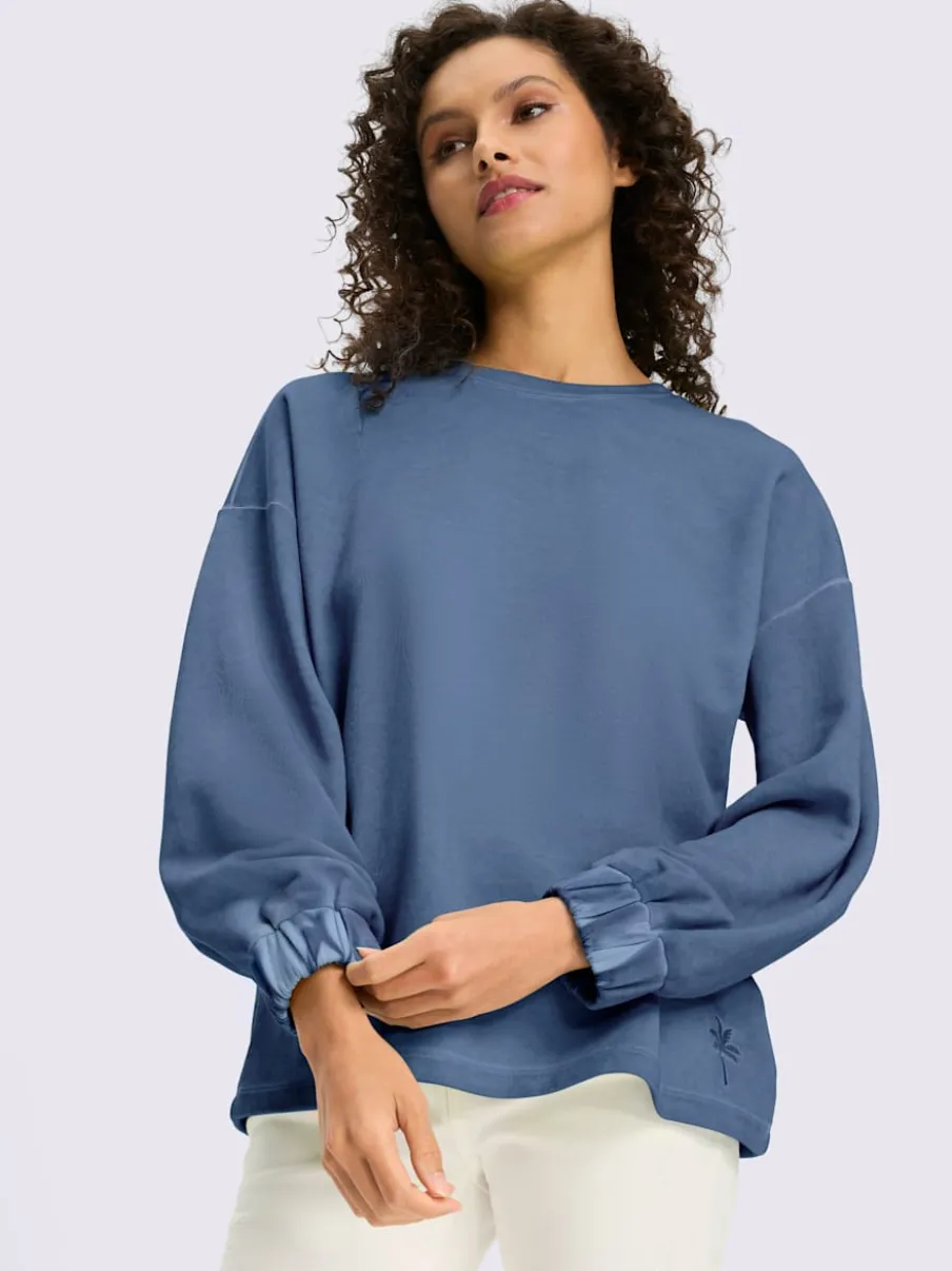 Sweatshirt avec encolure ronde et manches à bords-côtes