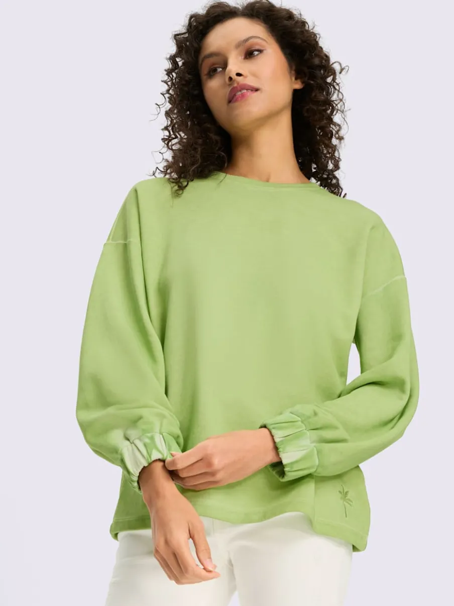 Sweatshirt avec encolure ronde et manches à bords-côtes